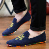 Fashion Suede Men Shoes Soft Nubuck Leather Shoes Casual Slip-on Moccasins Men Boat Loafers Driving Flats Totem Printing Shoes