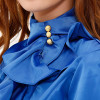 Fashion stand collar long sleeve female shirt OL office Formal elegant ruffles chiffon women's blouse plus size bow tops #580