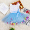 Hot Sell Baby Kids Girls Dress Princess Pageant Party Tutu Dress Lace Bow Flower Tulle dress