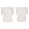 Hot Sales Fashion Women  Chiffon Shirt Lace Crochet Casual Summer Off Shoulder Tops Cozy Blouse