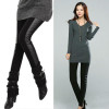 Hot Sale! Womens Leather Patch Leggings Autumn Winter Women Black Slim Jean Pants Long PU Faux Leather Cotton Casual Trousers