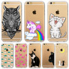 For Apple iPhone 6 6s Plus 4 4S 5 5S SE 5C 6Plus Case Soft TPU Silicon Transparent Thin Cover Black Cat Owl Rabbit Animal Case
