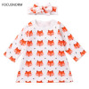 FOCUSNORM 2Pcs Fashion Baby Girl Dress Newborn Baby Girls Pajamas Cotton Fox Dress Headband Outfit Cute Sets Clothes
