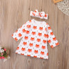 FOCUSNORM 2Pcs Fashion Baby Girl Dress Newborn Baby Girls Pajamas Cotton Fox Dress Headband Outfit Cute Sets Clothes