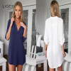 Tunic Shirt Women Blouses Casual Plus Size Long Sleeve Tunic V Neck Loose Tops Shirts Fashion Brand vestidos de festa 2017