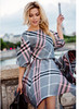 tumn 2017 new fashion women plaid print dress casual o-neck half sleeve tunic vintage dresses plus size