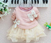Tulle Baby Girls Dress Clothes Long Sleeve Knitted Bow Infants Newborn Children Clothing Girls Dresses Tutu Princess Dress
