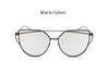 TSHING Women Fashion Twin-Beams Rose Gold Cat Eye Sunglasses Ladies Clear Mirror Cateye Sun Glasses For Female Optical Frame
