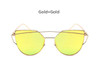 TSHING Women Fashion Twin-Beams Rose Gold Cat Eye Sunglasses Ladies Clear Mirror Cateye Sun Glasses For Female Optical Frame