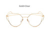 TSHING Women Fashion Twin-Beams Rose Gold Cat Eye Sunglasses Ladies Clear Mirror Cateye Sun Glasses For Female Optical Frame