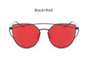 TSHING Women Fashion Twin-Beams Rose Gold Cat Eye Sunglasses Ladies Clear Mirror Cateye Sun Glasses For Female Optical Frame