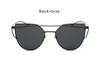 TSHING Women Fashion Twin-Beams Rose Gold Cat Eye Sunglasses Ladies Clear Mirror Cateye Sun Glasses For Female Optical Frame