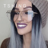 TSHING Women Fashion Twin-Beams Rose Gold Cat Eye Sunglasses Ladies Clear Mirror Cateye Sun Glasses For Female Optical Frame
