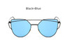 TSHING Women Fashion Twin-Beams Rose Gold Cat Eye Sunglasses Ladies Clear Mirror Cateye Sun Glasses For Female Optical Frame