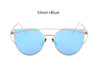 TSHING Women Fashion Twin-Beams Rose Gold Cat Eye Sunglasses Ladies Clear Mirror Cateye Sun Glasses For Female Optical Frame
