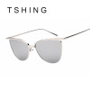 TSHING New Women Cat Eye Sunglasses Fashion Classic Clear Shades Vogue Female Metal Frame Mirrored Cateye Sun Glasses UV400