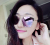 TSHING New Woman Brand Designer Cat Eye Sunglasses Fashion Rimless Women Cateye Metal Mirror Sunglasses Luxury Female