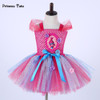 Troll Poppy Tutu Dress Baby Girl Tulle Princess Dress Kids Halloween Cosplay Costume Girl Festival Birthday Party Cartoon Dress