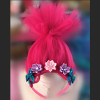 Troll Poppy Tutu Dress Baby Girl Tulle Princess Dress Kids Halloween Cosplay Costume Girl Festival Birthday Party Cartoon Dress