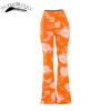 Flare Trousers For Women Bell Bottom Pants Printed High Wasit Women's Pants 2017 Summer Slim Body Wide Leg Pants Long Trousers