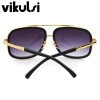 High Fashion Square Mens Sunglasses Brand Designer Unisex Gold Metal Frame Male Eyewear Quality Gradient Sun Glasses For Women