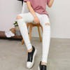 High Elastic Imitate Jeans Women Knee Skinny Pencil Pants Slim Ripped Jeans For Women Black Ripped Jeans High Elastic Imitate Jeans Women Knee Skinny Pencil Pants Slim Ripped Jeans For Women Black Ripped Jeans