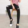 High Elastic Imitate Jeans Women Knee Skinny Pencil Pants Slim Ripped Jeans For Women Black Ripped Jeans High Elastic Imitate Jeans Women Knee Skinny Pencil Pants Slim Ripped Jeans For Women Black Ripped Jeans