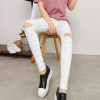 High Elastic Imitate Jeans Women Knee Skinny Pencil Pants Slim Ripped Jeans For Women Black Ripped Jeans High Elastic Imitate Jeans Women Knee Skinny Pencil Pants Slim Ripped Jeans For Women Black Ripped Jeans