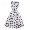 Charmian Women's Vintage Retro Dress Foral Print Rockabilly Christmas Dress Hepburn Casual Party Swing Dress Vestidos