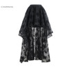 Charmian Women's Steampunk Gothic Vintage Skirt Floor Length Sexy Wedding Party High Low Black Floral Lace Skirt