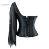 Charmian Women's Sexy Overbust Corset One-Shoulder Sleeve Vintage Corsets and Bustiers Waist Cincher Shapewear Corselet