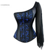 Charmian Women's Sexy Overbust Corset One-Shoulder Sleeve Vintage Corsets and Bustiers Waist Cincher Shapewear Corselet