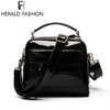 Herald Fashion Women Patent Leather Handbags Crocodile Design Shopper Tote Bag Female Luxurious Shoulder Bags Herald Fashion Women Patent Leather Handbags Crocodile Design Shopper Tote Bag Female Luxurious Shoulder Bags