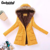Geckoistail Parkas Women Coats Fashion Autumn Warm Winter Jackets Women Fur Collar Long Plus Size Hoodies Casual Cotton Outwear