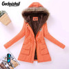 Geckoistail Parkas Women Coats Fashion Autumn Warm Winter Jackets Women Fur Collar Long Plus Size Hoodies Casual Cotton Outwear