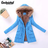 Geckoistail Parkas Women Coats Fashion Autumn Warm Winter Jackets Women Fur Collar Long Plus Size Hoodies Casual Cotton Outwear
