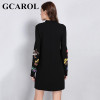 GCAROL New Autumn Winter Floral Printed Dress Stand Collar Full Sleeve Fashion Vintage Female Dress