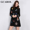 GCAROL New Autumn Winter Floral Printed Dress Stand Collar Full Sleeve Fashion Vintage Female Dress