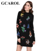 GCAROL New Autumn Winter Floral Printed Dress Stand Collar Full Sleeve Fashion Vintage Female Dress