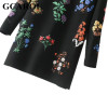 GCAROL New Autumn Winter Floral Printed Dress Stand Collar Full Sleeve Fashion Vintage Female Dress