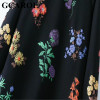 GCAROL New Autumn Winter Floral Printed Dress Stand Collar Full Sleeve Fashion Vintage Female Dress