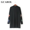 GCAROL New Autumn Winter Floral Printed Dress Stand Collar Full Sleeve Fashion Vintage Female Dress