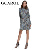 GCAROL New Arrival Stand Collar Women Floral Dress Pleased Cuff Sleeve High Quality Vintage Female Floral Dress