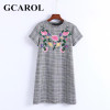 GCAROL New Arrival Embroidered Floral Plaid Women Dress British Style Mini Dress High Quality Vintage Female Dress