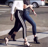 GCAROL 2017 Women Striped Spliced  Denim Jeans Fashion High Waist Ankle-Length Flare Pants Early Spring Summer Jeans