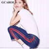 GCAROL 2017 Women Striped Spliced  Denim Jeans Fashion High Waist Ankle-Length Flare Pants Early Spring Summer Jeans