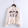 GCAROL 2017 Women Floral Embroidery Ruffles Thin Blouse High Quality Shirt Fashion Vintage Tops Retro Blouse For Ladies