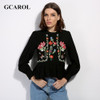 GCAROL 2017 Women Floral Embroidery Ruffles Thin Blouse High Quality Shirt Fashion Vintage Tops Retro Blouse For Ladies