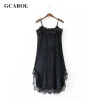 GCAROL 2017 Women Euro Style Velvet Lace Spliced Dress Straps Adjustable Soft Handle Euro Style Sexy Party Lace Dress