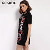 GCAROL 2017 Women Floral Embroidery Jacquard Dress Euro Style  Casual Fashion Black Dress Eearly Spring Summer Dress